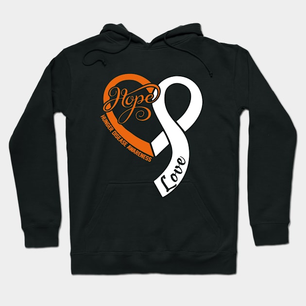 Hunger Disease Awareness Hope Love Heart Ribbn Happy Valentines Day- Love Shouldn't Hurt Stop Hoodie by DAN LE